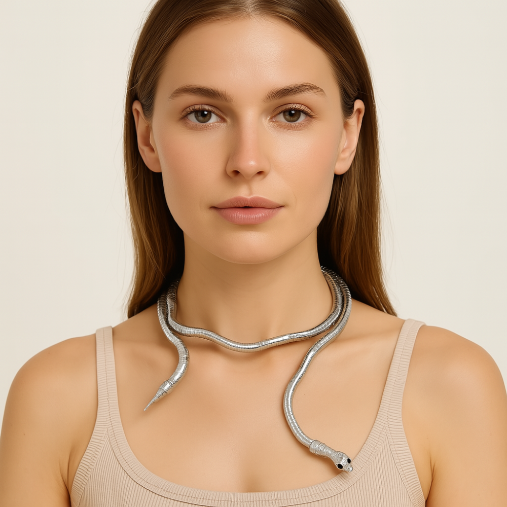 Bilandi Hadí | Bilandi Hladký Kovový Had Náhrdelník pro Ženy