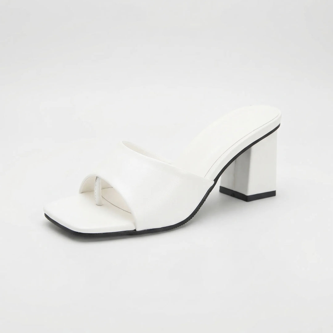 Block Heel Open-Toe Mule Sandal - Irene