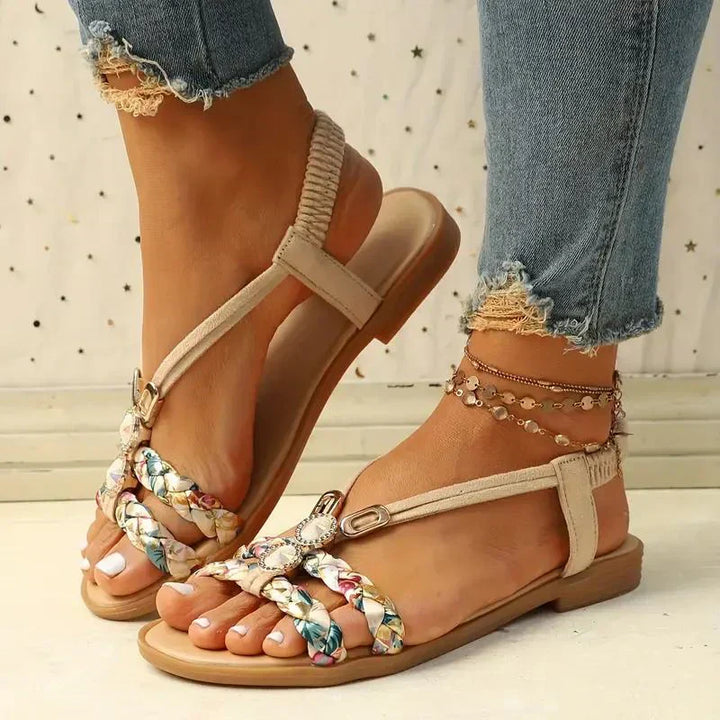 Boho perly nazouvací letní sandály – Amira