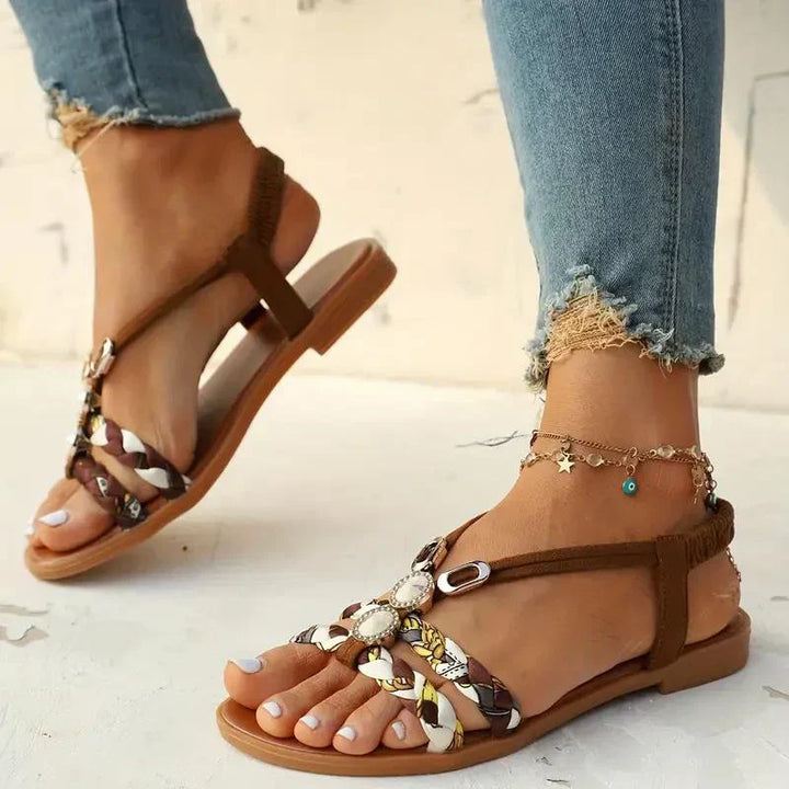 Boho perly nazouvací letní sandály – Amira