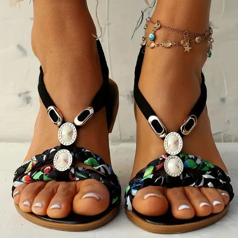 Boho perly nazouvací letní sandály – Amira
