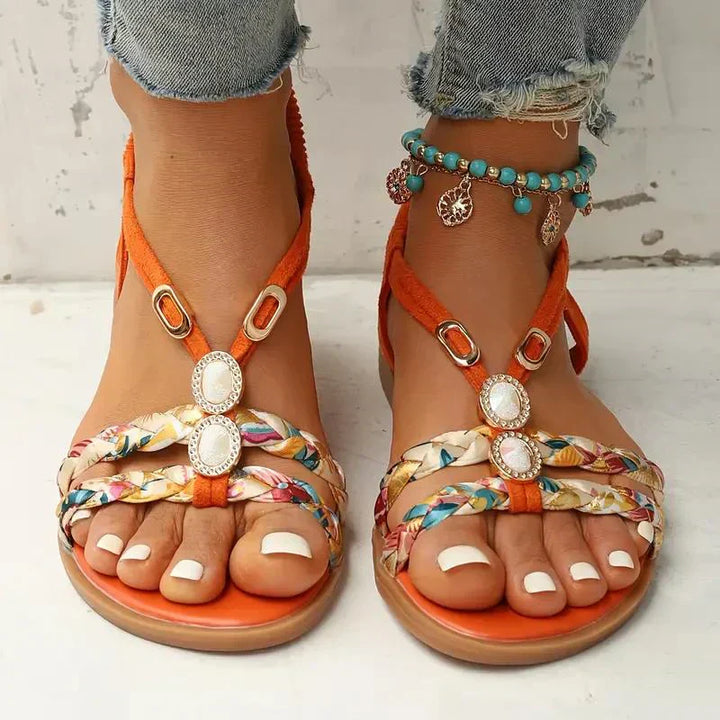 Boho perly nazouvací letní sandály – Amira