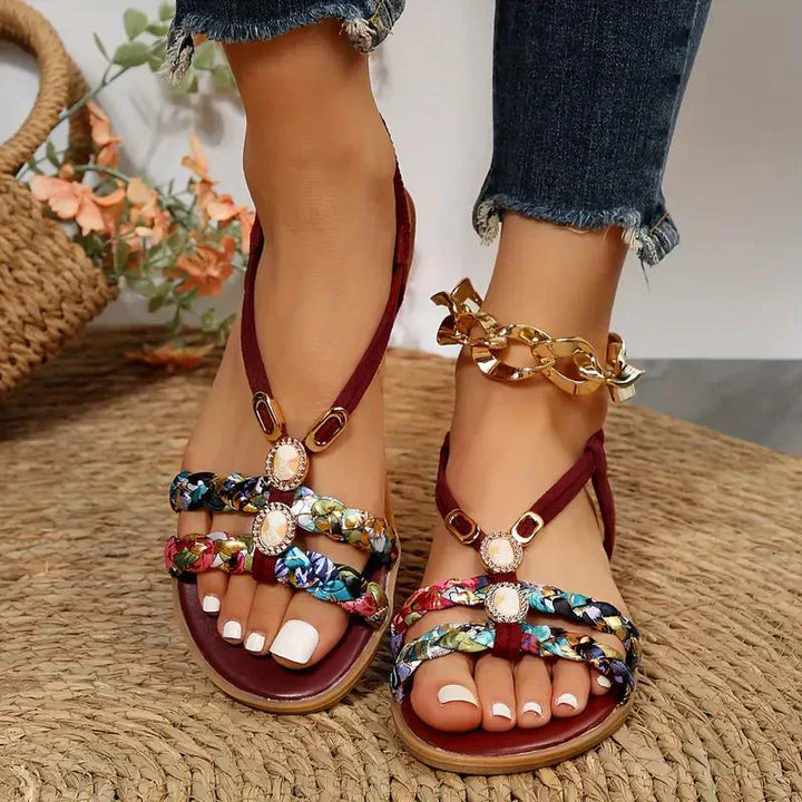 Boho perly nazouvací letní sandály – Amira
