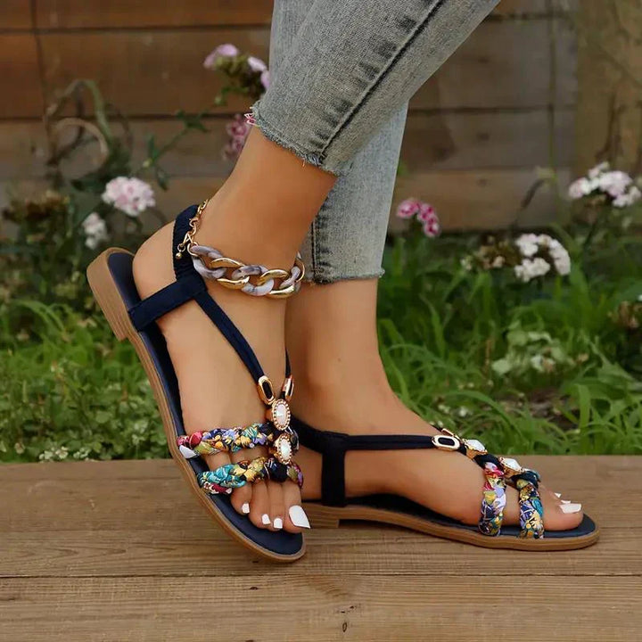Boho perly nazouvací letní sandály – Amira