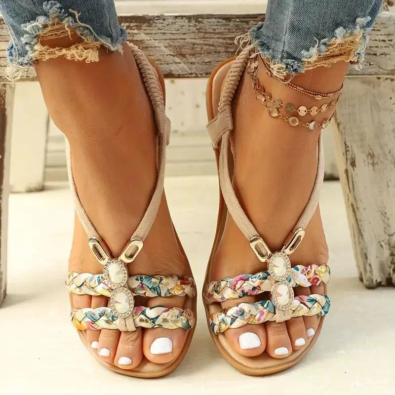 Boho perly nazouvací letní sandály – Amira