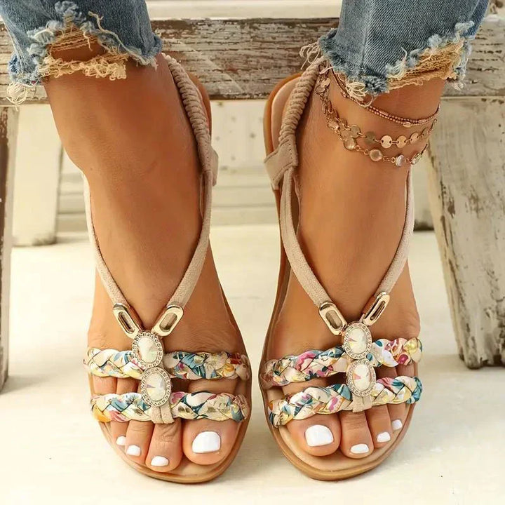 Boho perly nazouvací letní sandály – Amira
