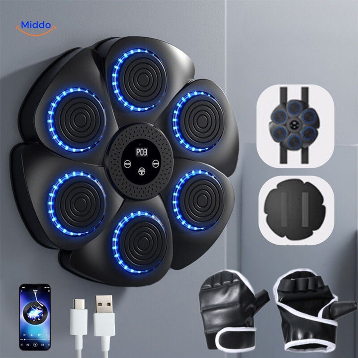 BoxPro Smart Boxmaschine mit Sensoren, schwarz, LED-Anzeige, Muskeltraining, Sparring, inkl. Handschuhe.