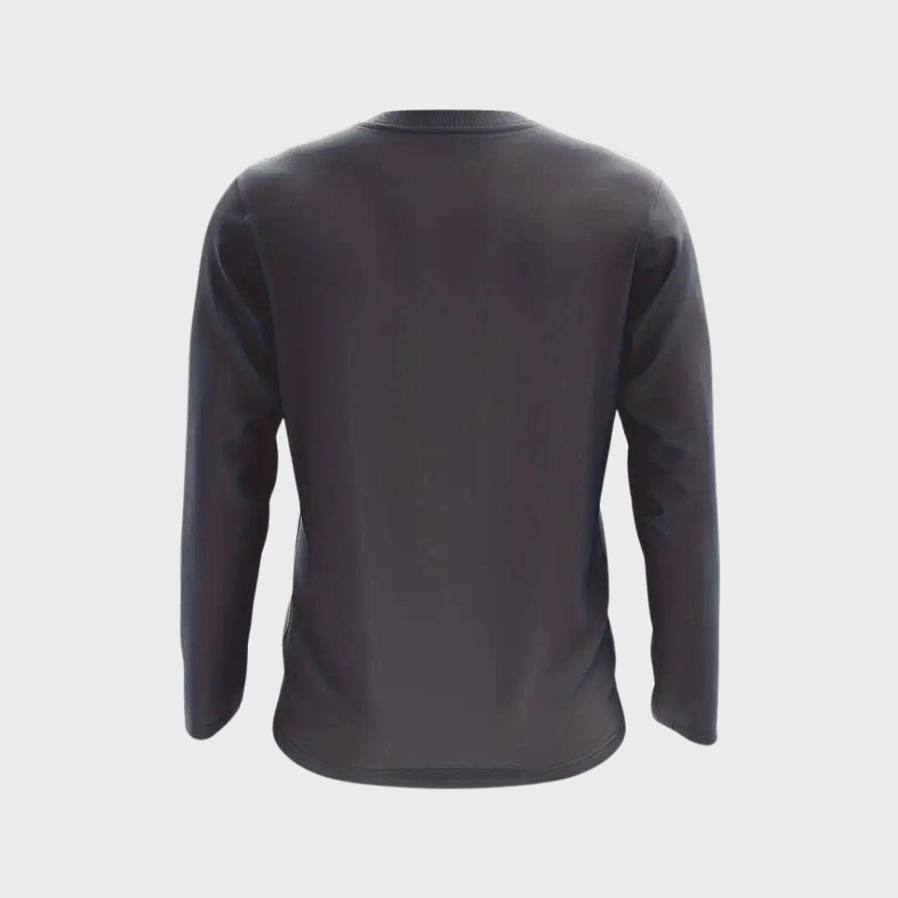 Schwarzes Langarmshirt Herren, Rückansicht, Baumwolle, Freizeitmode, schlichtes Design