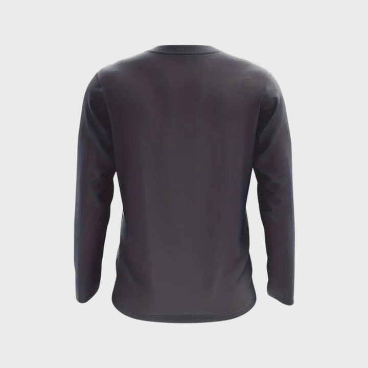 Schwarzes Langarmshirt Herren, Rückansicht, Baumwolle, Freizeitmode, schlichtes Design