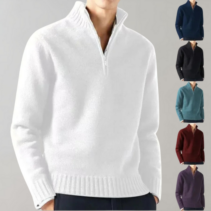 Herrenpullover mit Reißverschluss, verschiedene Farben, Strick, warm, modisch, Wintermode.