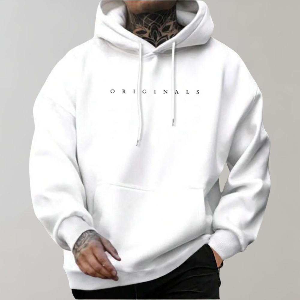 Weißer Hoodie mit "ORIGINALS"-Aufdruck, Unisex, Baumwolle, lässig, Streetwear, Kapuzenpullover.