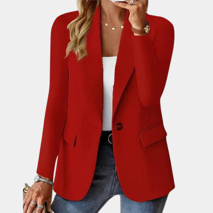 Roter Damenblazer, elegantes Design, ideal für Business und Freizeit, modisch und stilvoll.