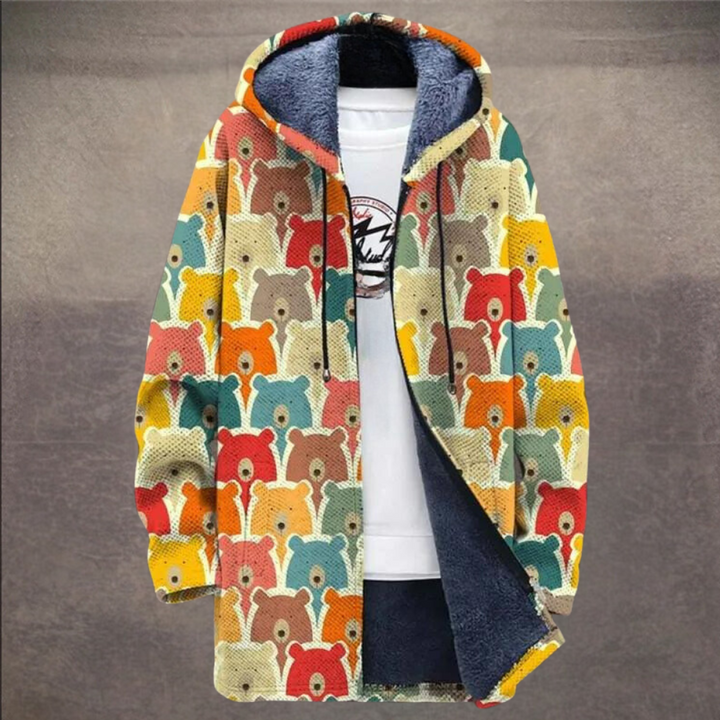 Retro pánská bunda s colorblock potiskem a kapucí – Eliano