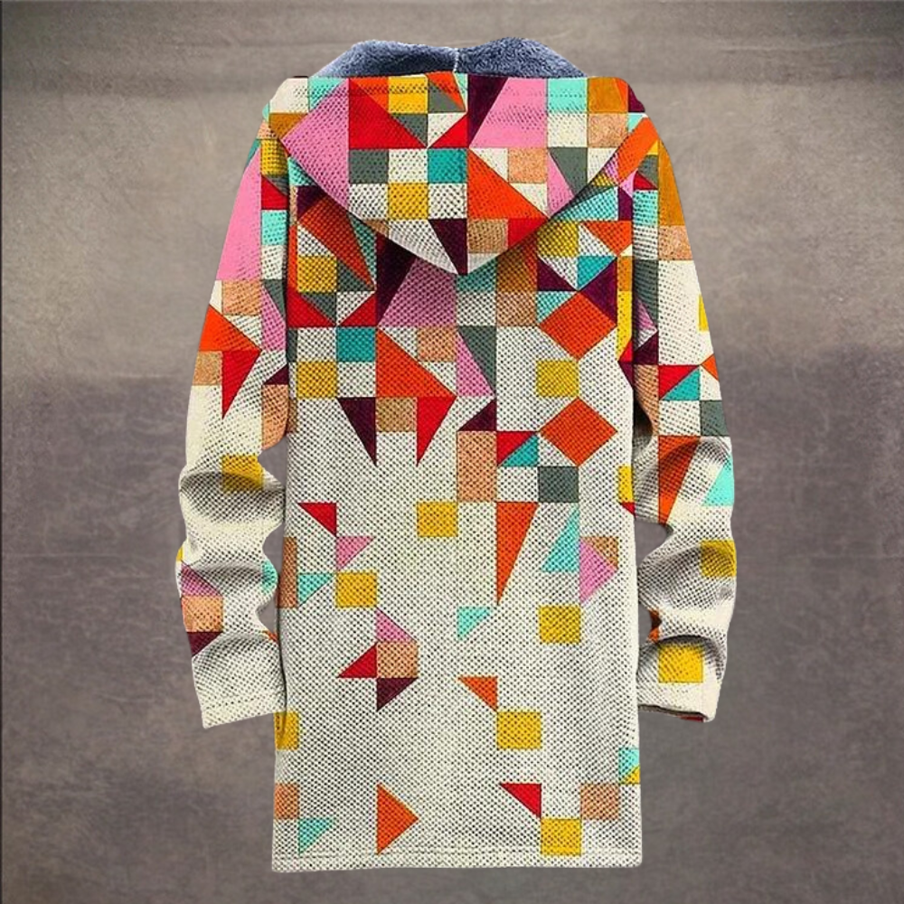 Retro pánská bunda s colorblock potiskem a kapucí – Eliano