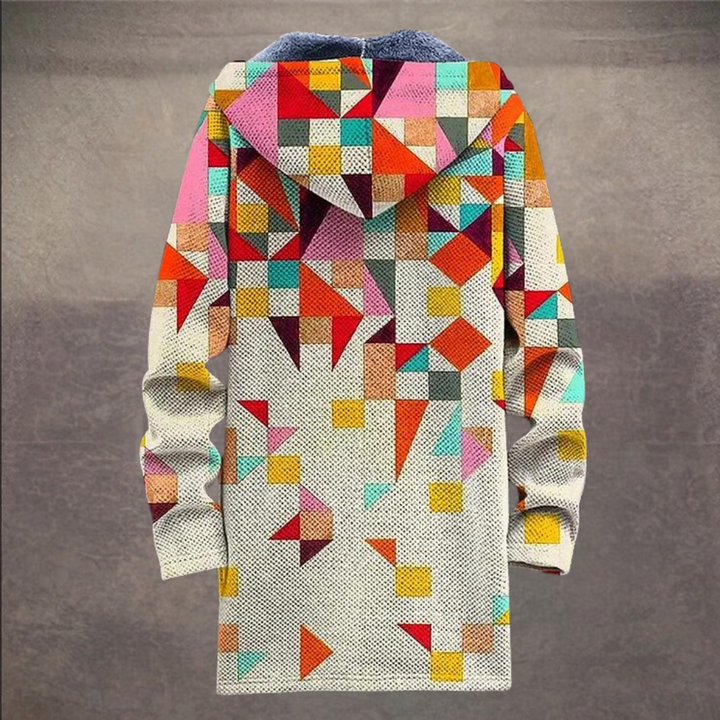 Retro pánská bunda s colorblock potiskem a kapucí – Eliano