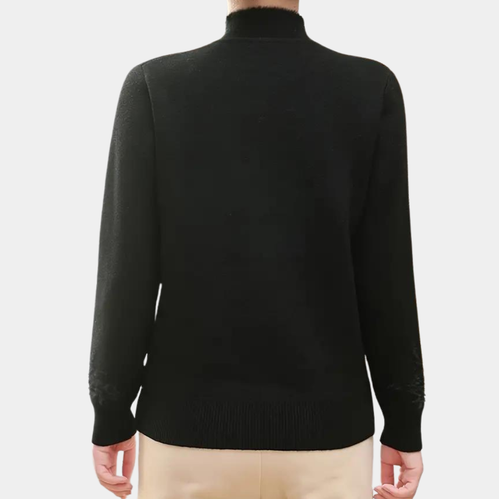 Dámská svetrová bunda s květinovým vzorem a vysokým límcem – Alfhild