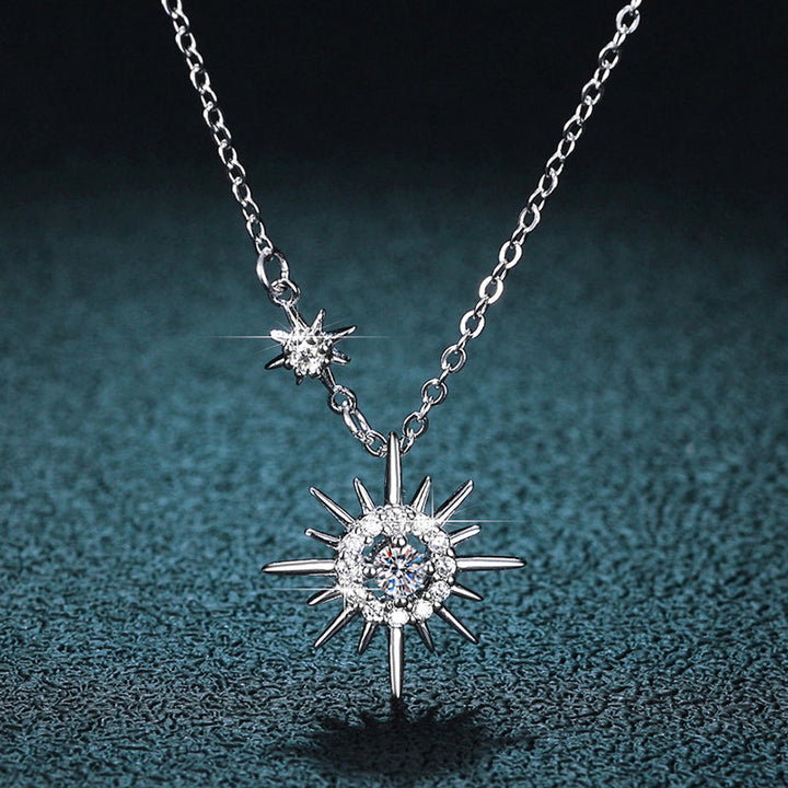 Echt Moissanite Diamant Hexagramm Anhänger Halskette, 925 Sterling Silber, für Frauen.