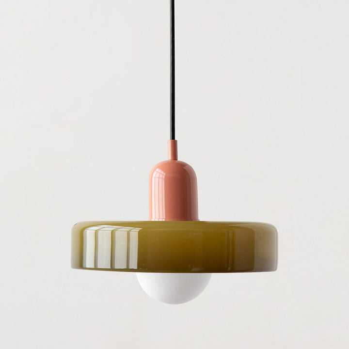 Moderne Glas-Pendelleuchte, grün-rosa, skandinavisches Design, für Schlafzimmer oder Bar.