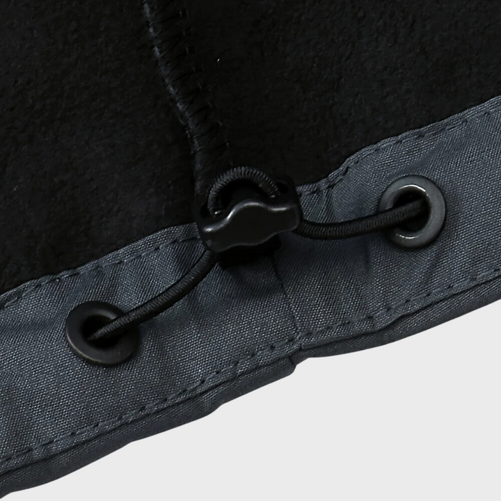 Schwarze Herren-Kapuzenjacke, Kordelzug, Fleece, modisch, warm, Freizeitkleidung.