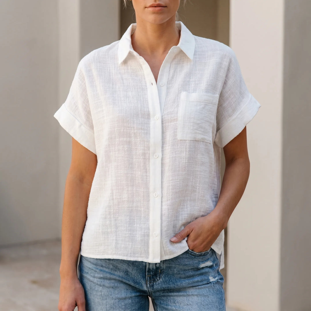Casual Button-Down Shirt -  Kelley