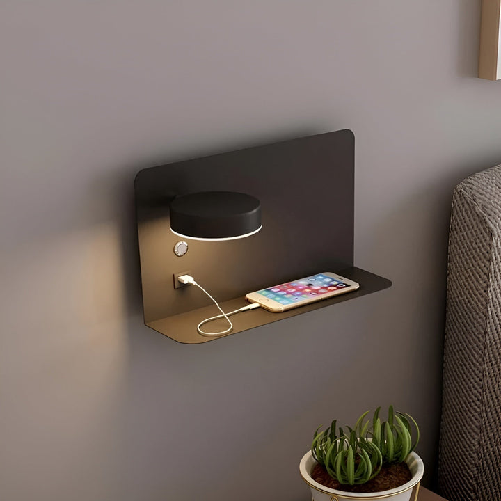 LED nástěnné svítidlo s USB nabíječkou a spínačem - GlowPort