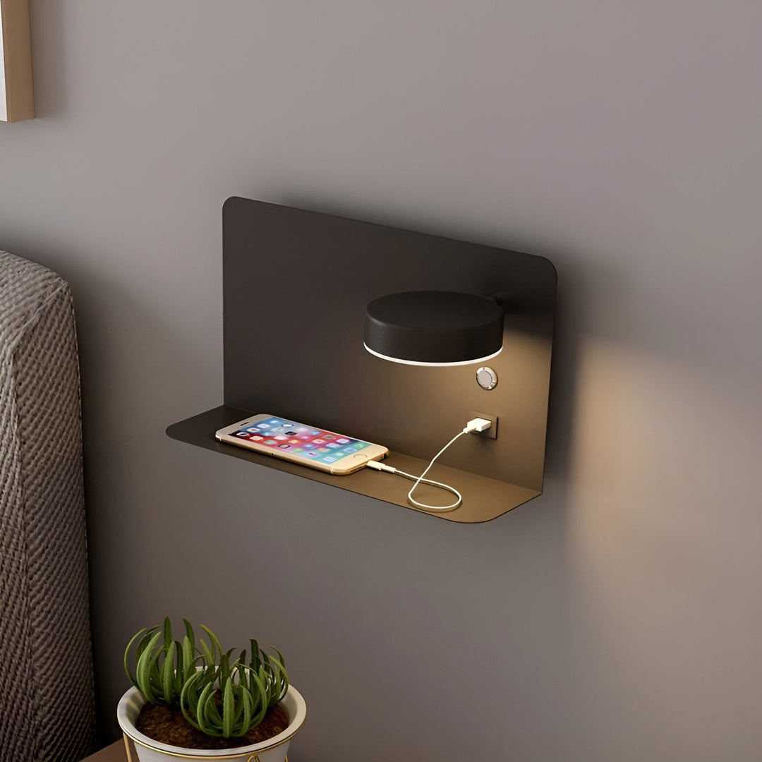 LED nástěnné svítidlo s USB nabíječkou a spínačem - GlowPort