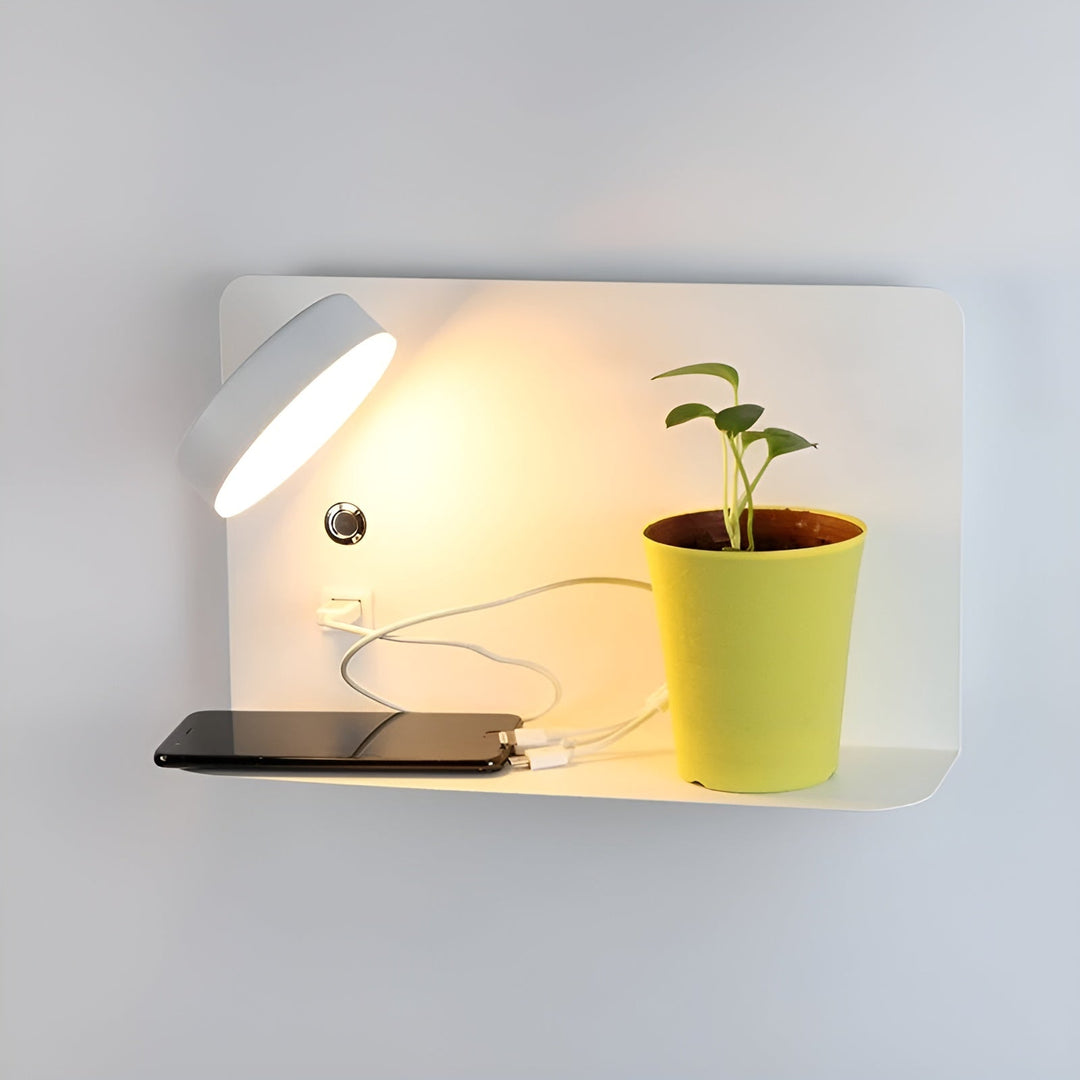 LED nástěnné svítidlo s USB nabíječkou a spínačem - GlowPort