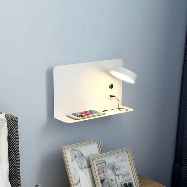 LED nástěnné svítidlo s USB nabíječkou a spínačem - GlowPort