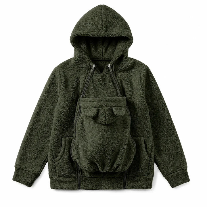 Cozy Fleece Baby-Wearing Hoodie with Front Pouch 8