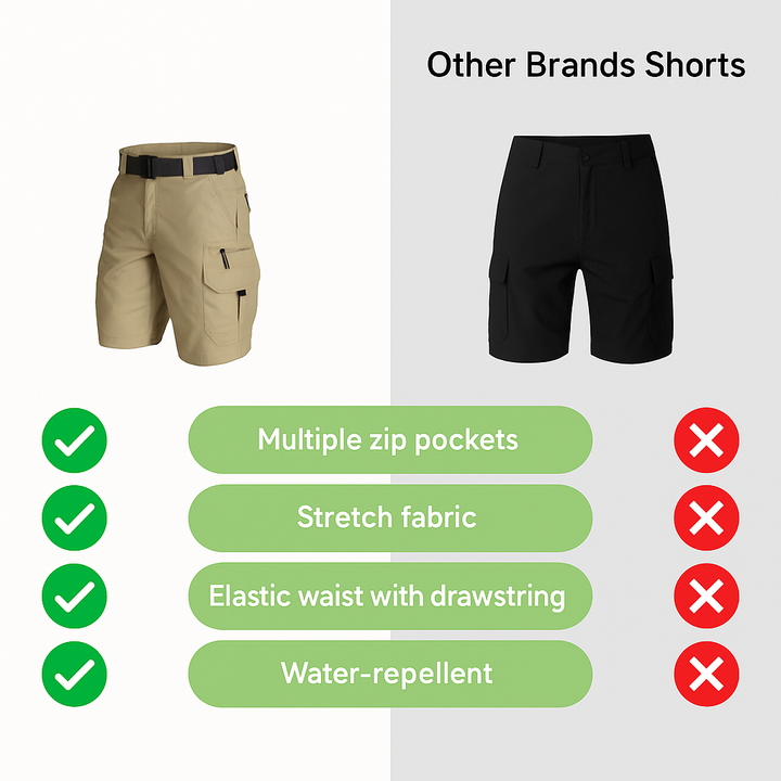 Pánské outdoorové šortky s 6 zipovými kapsami - FlexTrek Cargo Shorts