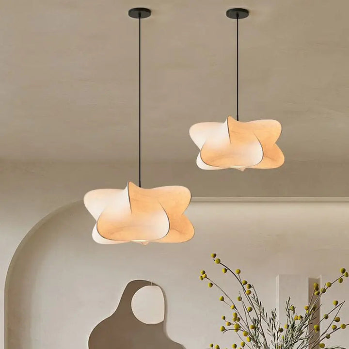 Japonská hedvábná závěsná lampa ve stylu Wabi-Sabi - Sana