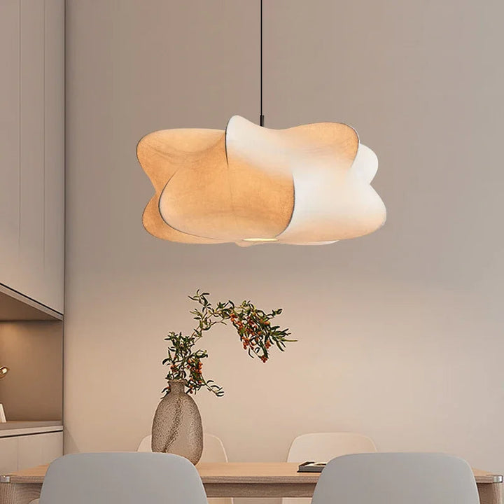 Japonská hedvábná závěsná lampa ve stylu Wabi-Sabi - Sana