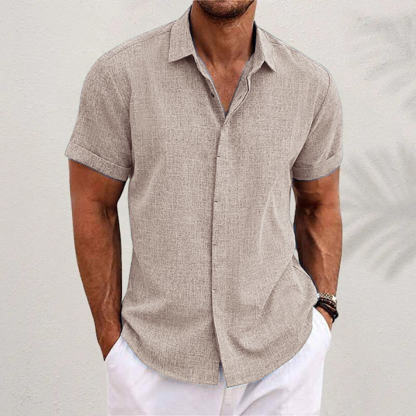 Classic Men's Short Sleeve Button-Up Shirt with Spread Collar 7