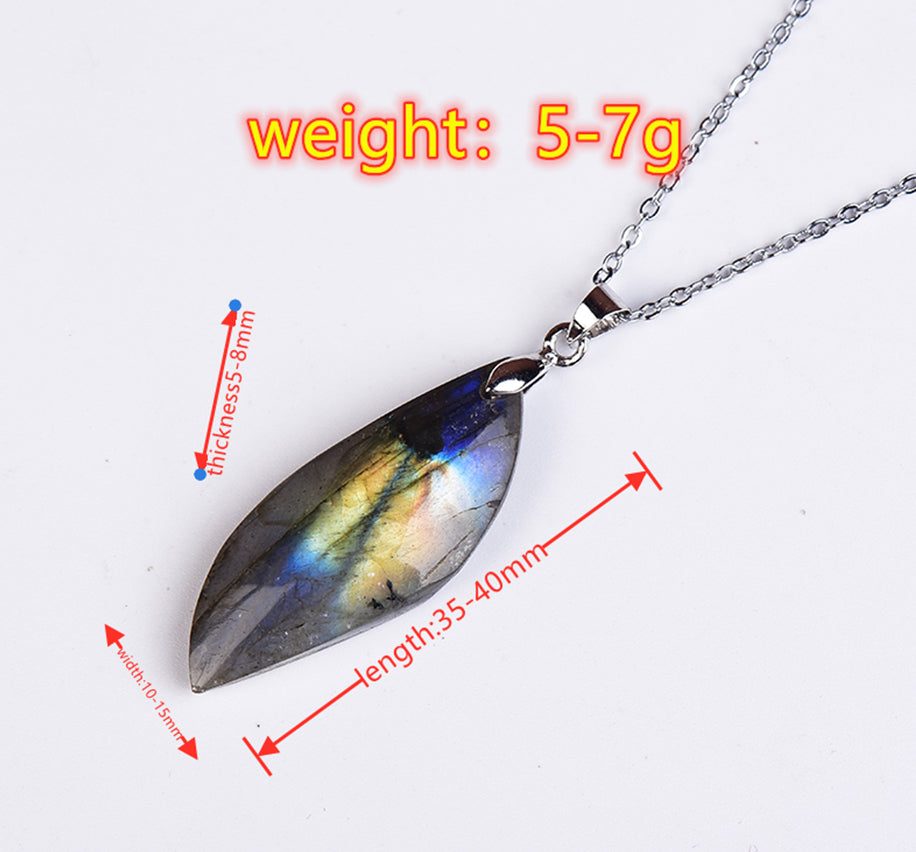 Labradorit-Anhänger in Blattform, 100% natürlich, energetischer Schmuck, 5-7g.