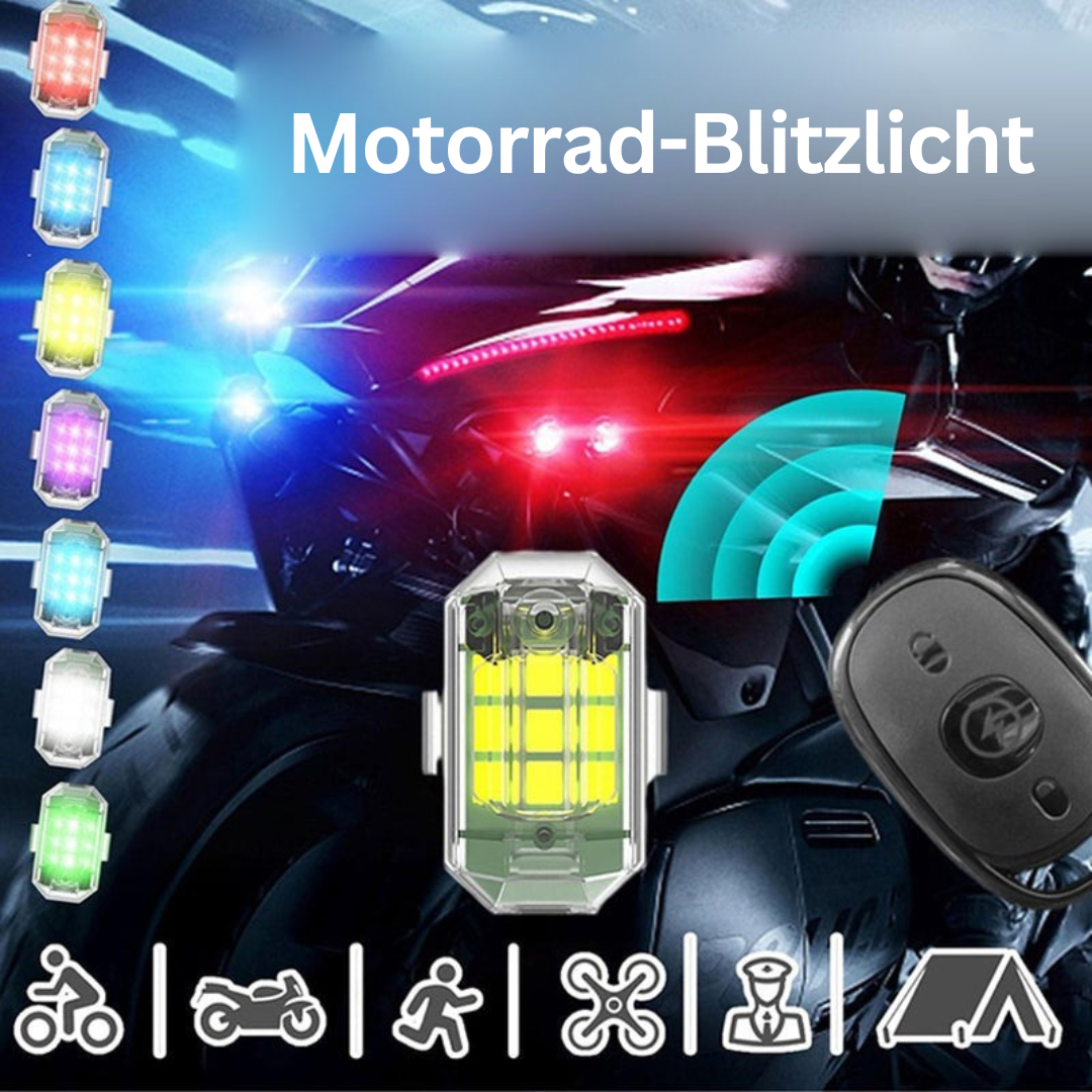Motorrad-Blitzlicht LED, wasserdicht, mehrfarbig, mit Fernbedienung, für Outdoor-Aktivitäten.