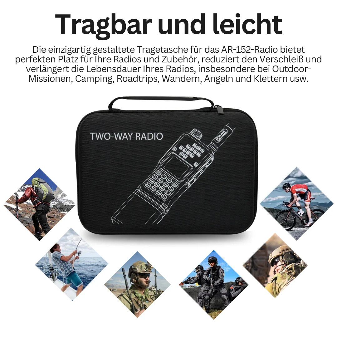 Tragetasche für AR-152-Radio, schwarz, robust, tragbar, ideal für Outdoor-Aktivitäten.