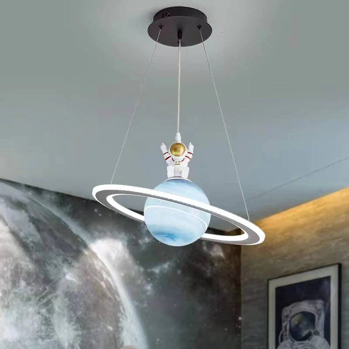 Moderne nordische LED-Pendelleuchte, Eisen, Acryl, Planetendesign, Schlafzimmer, Astronaut.