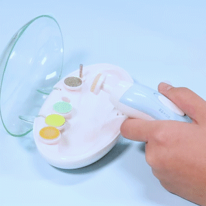 Baby-Nageltrimmer-Set, elektrisch, blau-weiß, mit verschiedenen Aufsätzen, sicher für Babys.