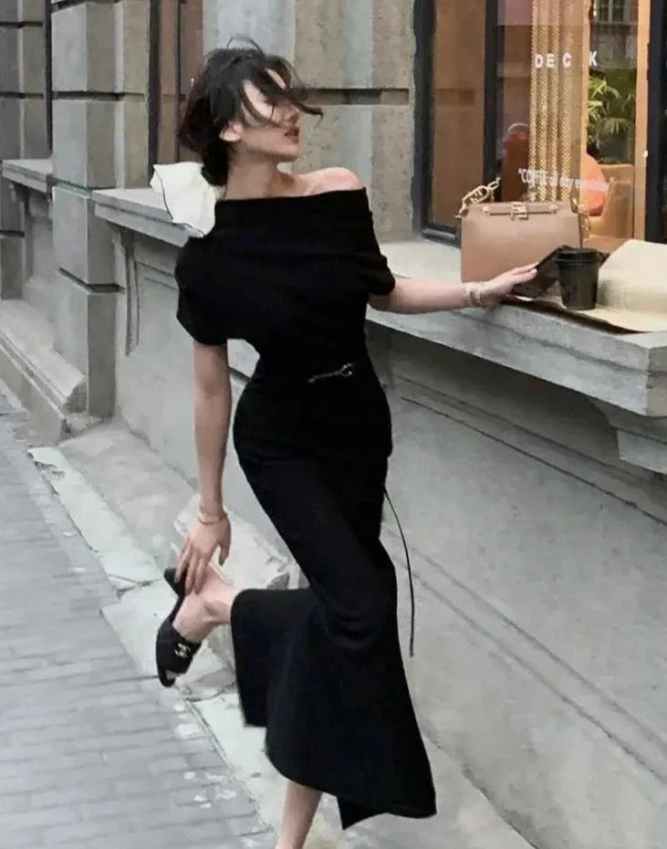 Elegantní bodycon maxišaty s odhalenými rameny – Valentina: podzimní okouzlení