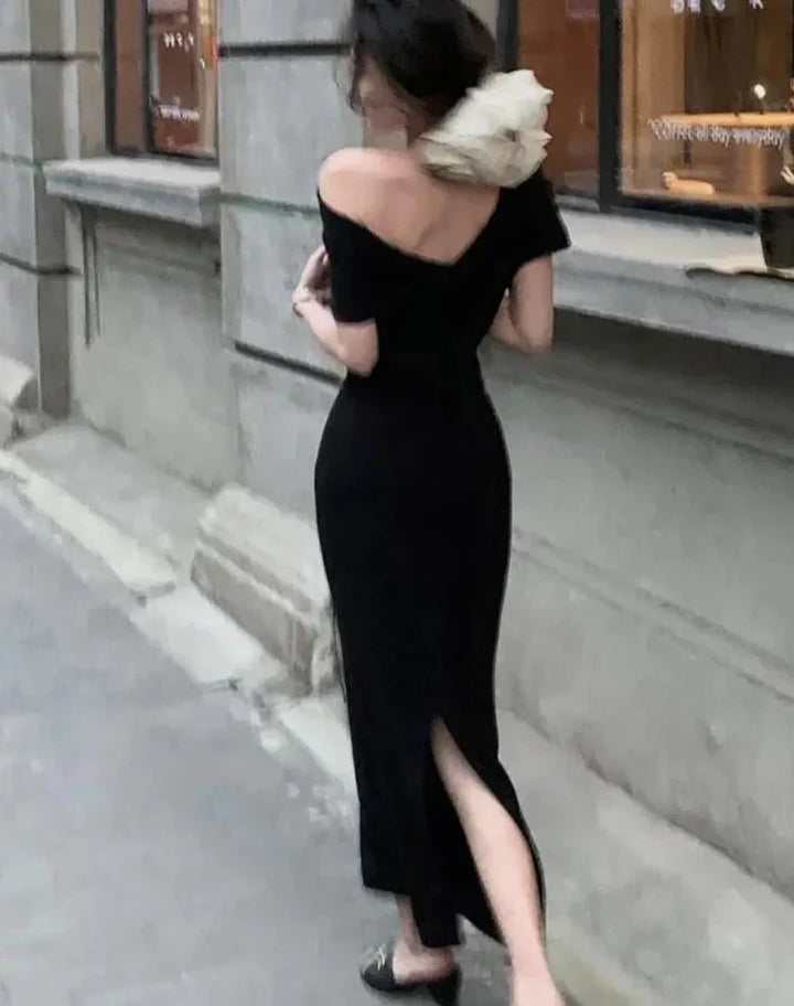 Elegantní bodycon maxišaty s odhalenými rameny – Valentina: podzimní okouzlení