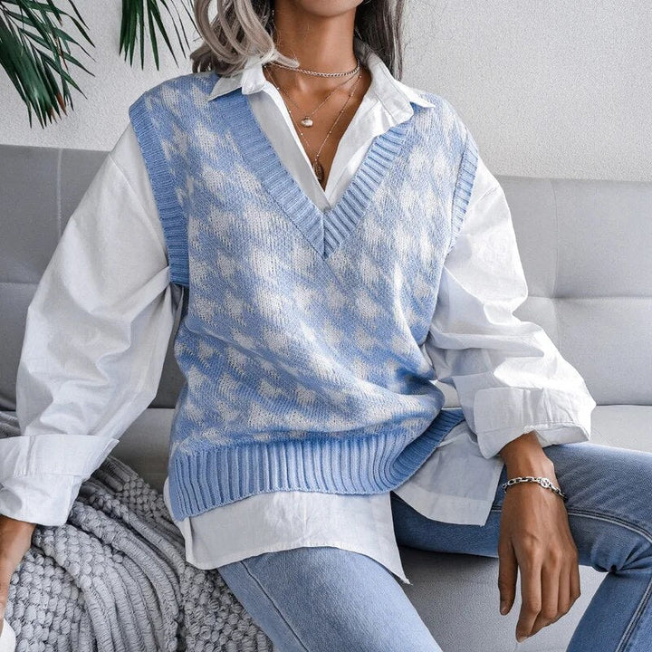 Dámské kárované pletené topy bez rukávů – Yara