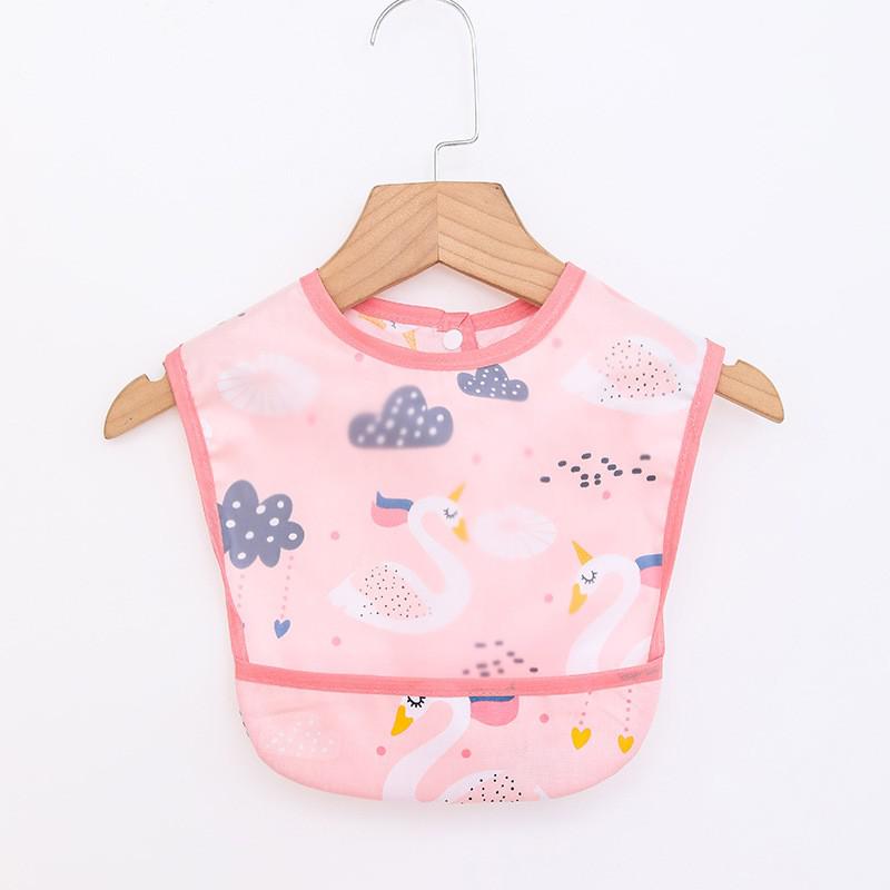 Rosa Baby-Lätzchen mit Schwanenmuster, wasserdicht, Baumwolle, Klettverschluss, Kinderbekleidung.