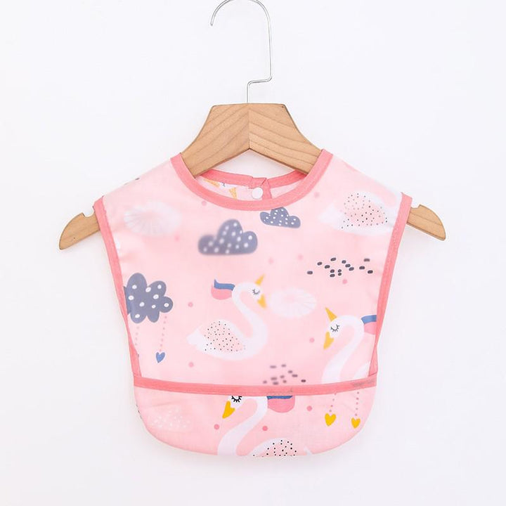 Rosa Baby-Lätzchen mit Schwanenmuster, wasserdicht, Baumwolle, Klettverschluss, Kinderbekleidung.