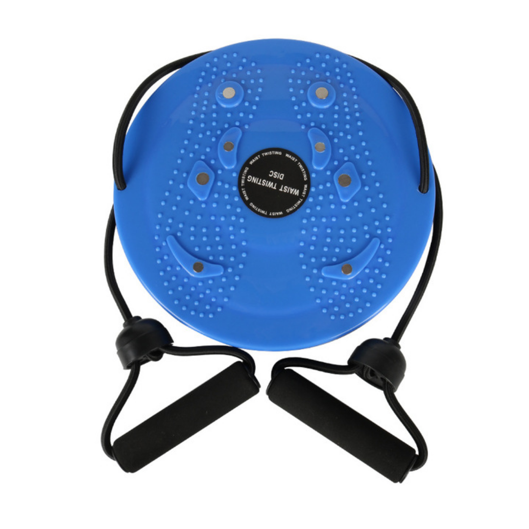 Blauer Balance-Twister mit Griffen, Fitnessgerät für Gleichgewichtstraining und Core-Übungen.