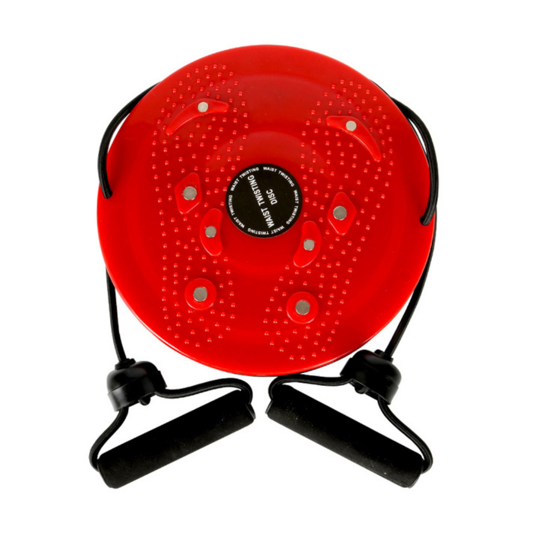 Roter Balance-Board mit Griffen, Fitnessgerät für Gleichgewichtstraining, rutschfestes Design.