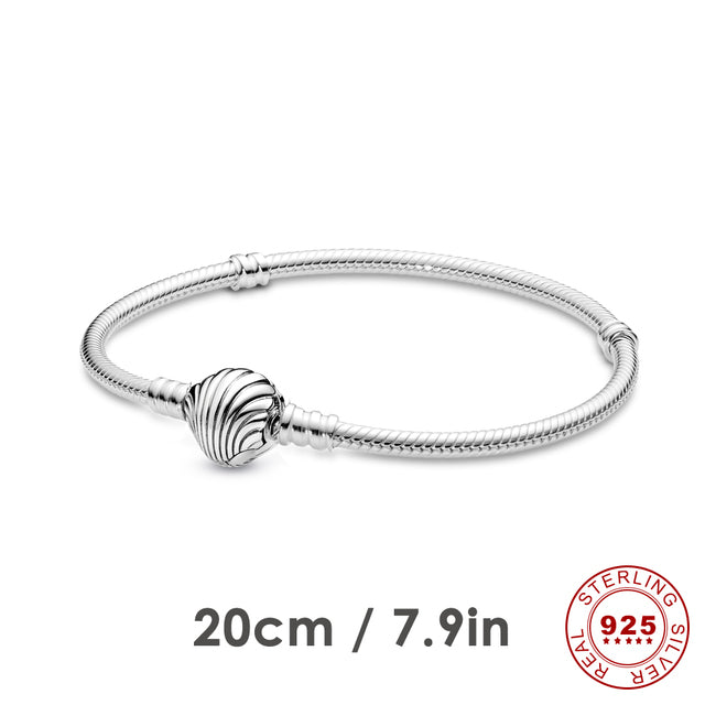 PANDORA Armband mit Ariel Muschel-Anhänger, 925 Sterling Silber, 20cm, Disney Die kleine Meerjungfrau.
