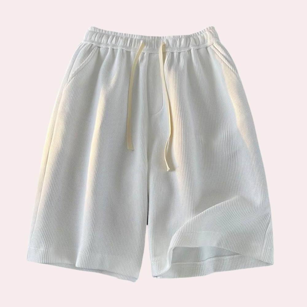Weiße Herren-Shorts aus Baumwolle, elastischer Bund, Kordelzug, bequem, Sommermode.