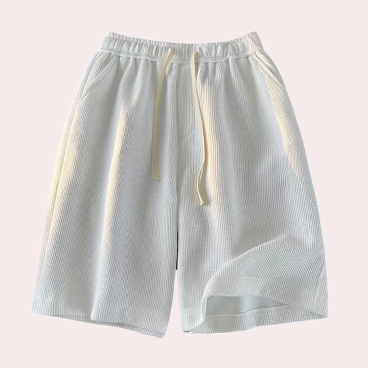 Weiße Herren-Shorts aus Baumwolle, elastischer Bund, Kordelzug, bequem, Sommermode.