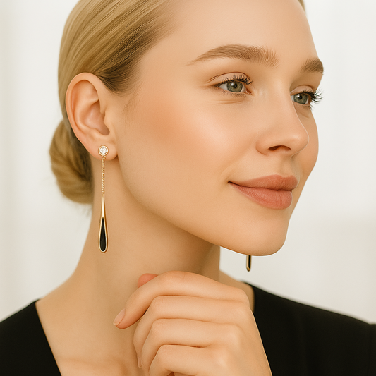 Dlouhá třásně | Dlouhé náušnice s černou třásní pro ženy