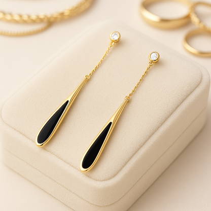 Dlouhá třásně | Dlouhé náušnice s černou třásní pro ženy